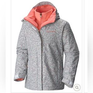 Columbia Bugaboo Interchangeable 3-in-1 Jacket. Girls' Size M. Gray & Coral.